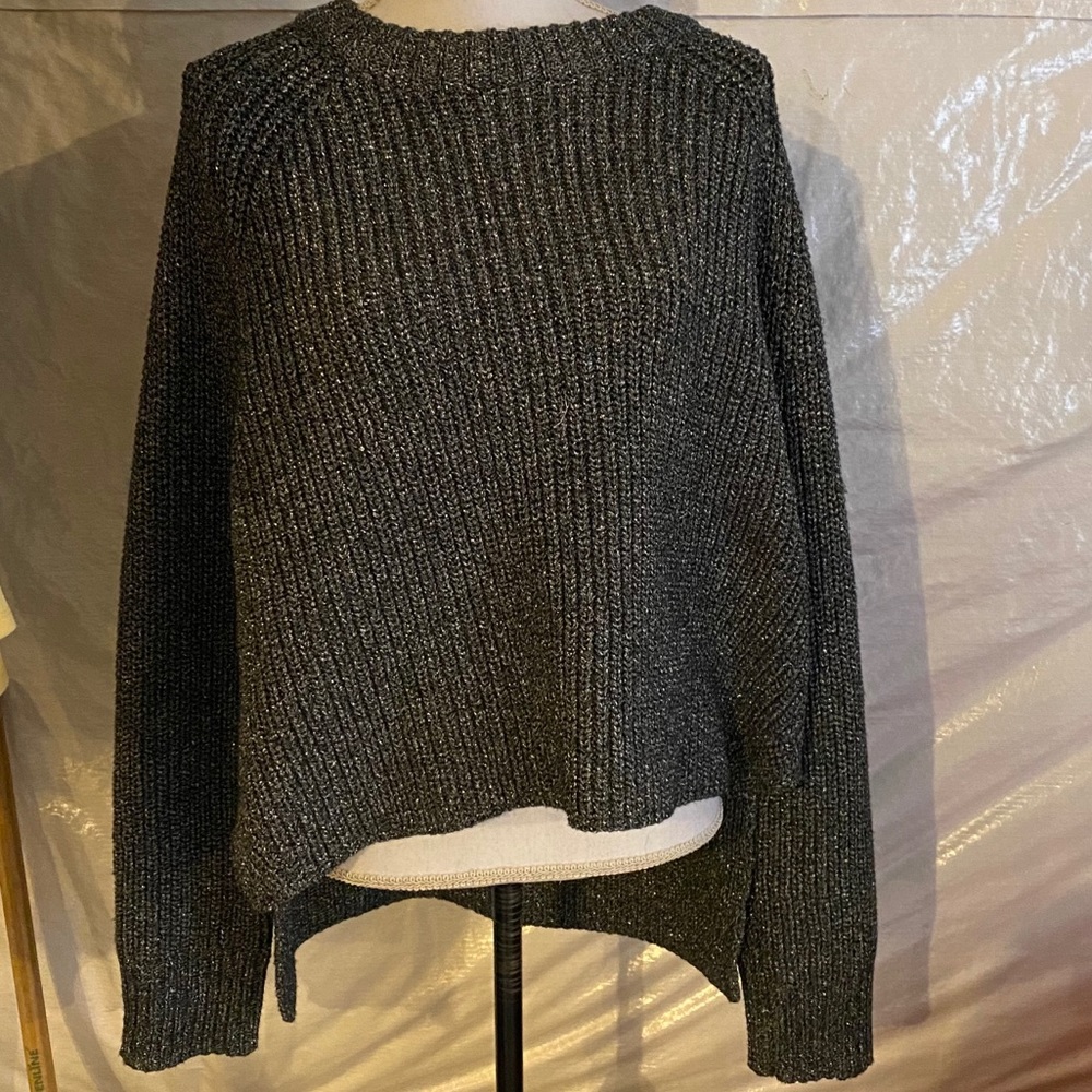 Calvin Klein XL high low metallic black sweater